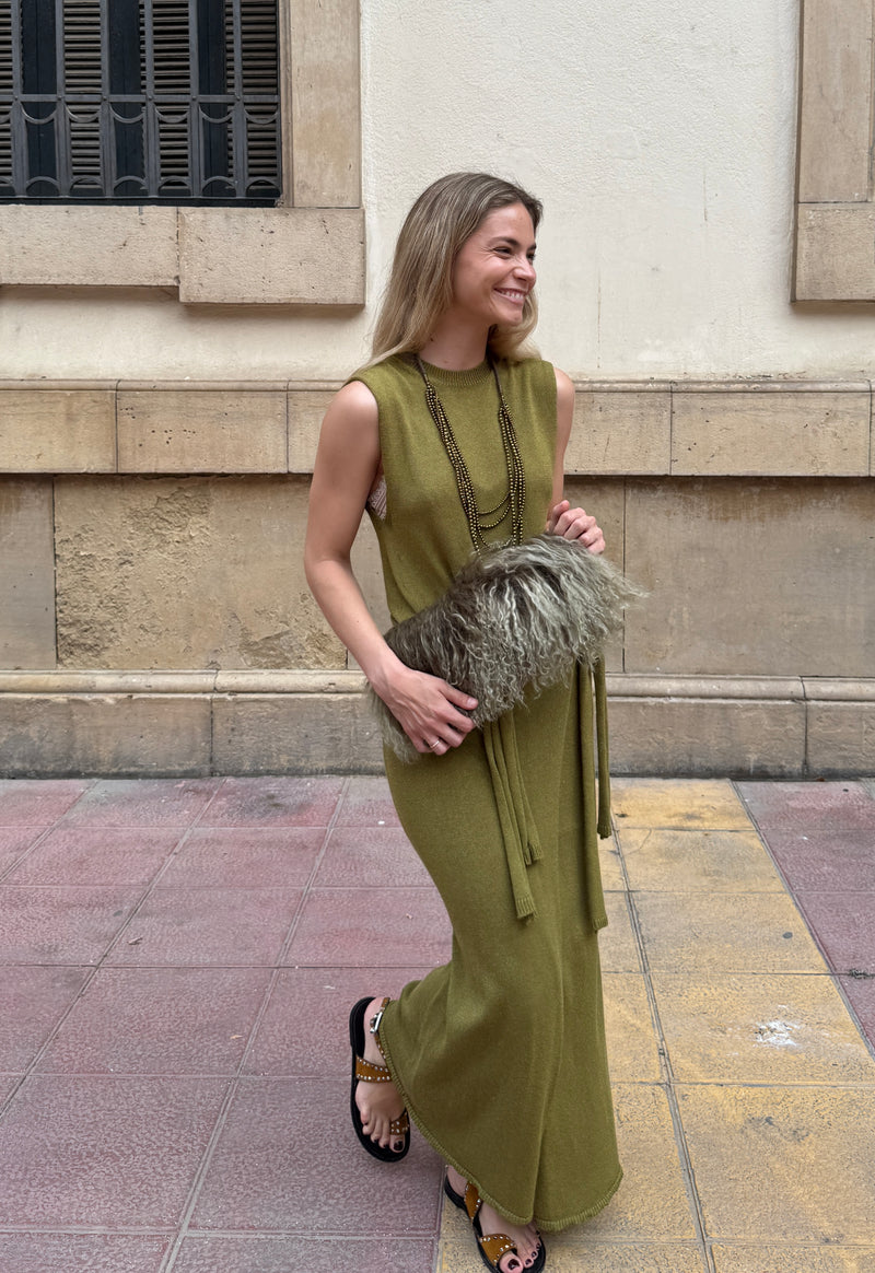 CARTERA DE MANO TIBET-LAMB VERDE