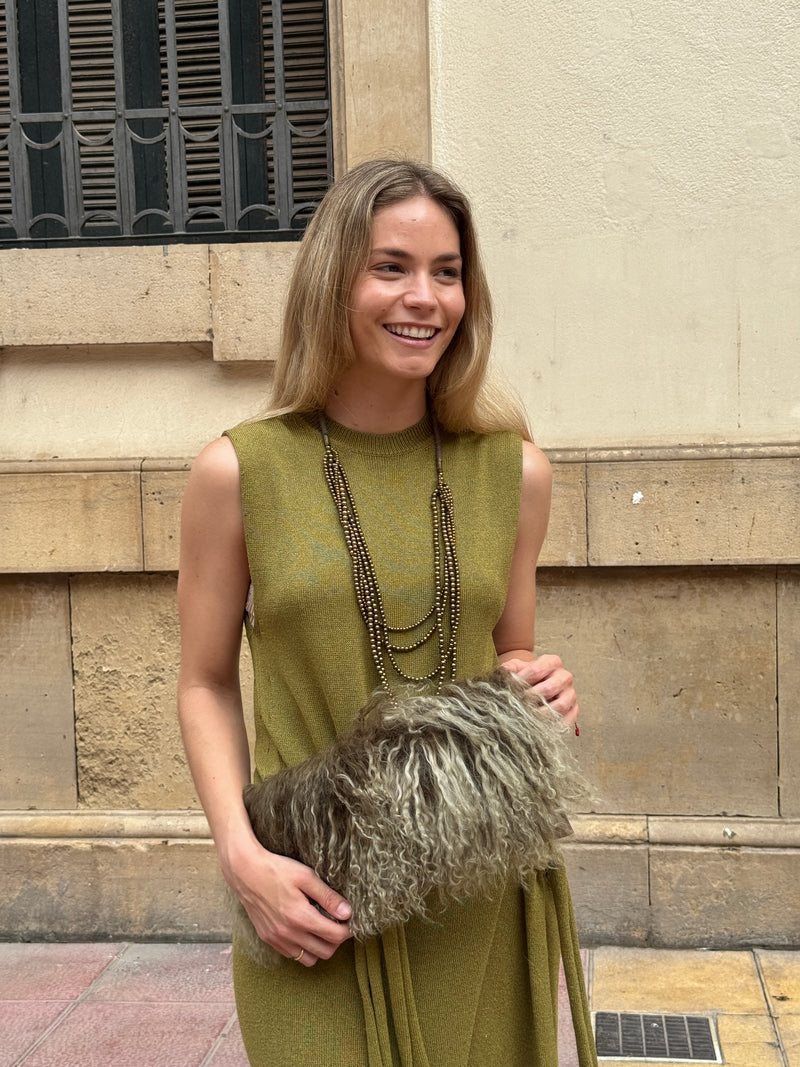 CARTERA DE MANO TIBET-LAMB VERDE