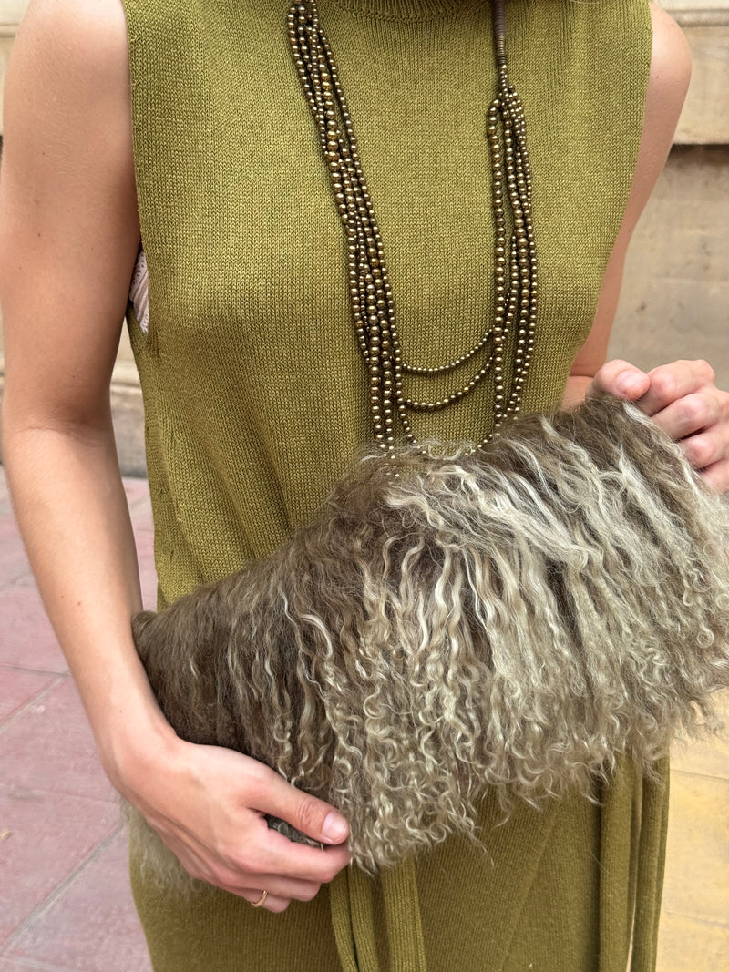 CARTERA DE MANO TIBET-LAMB VERDE