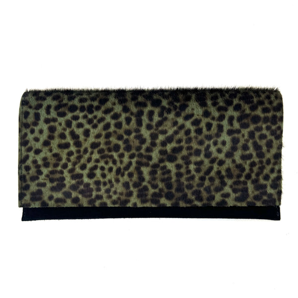 CARTERA DE MANO PELO ANIMAL PRINT VERDE