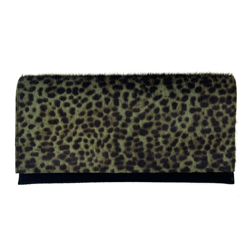 CARTERA DE MANO PELO ANIMAL PRINT VERDE
